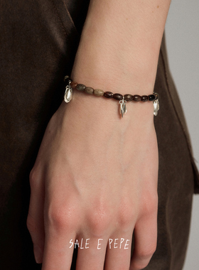 纯银黑云母葡萄串手链