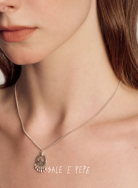SALE E PEPE胡椒盐 纯银敬酒人吊坠项链 原创设计复古锁骨链 默叙