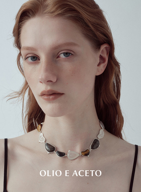 OLIO E ACETO油醋汁 宝石纯银秘境拼接项链 原创设计师银饰 默叙