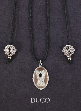 DUCO 植物纹理徽章花球蜡绳项链 原创小众设计师气质高级感 默叙