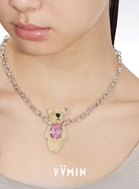 YVMIN尤目小熊布偶宝石镶嵌项链