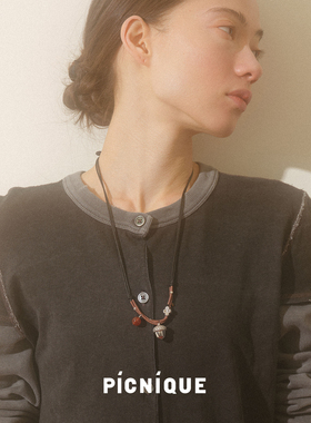 PICNIQUE 橡木果花朵红果编绳项链 原创小众设计休闲毛衣链 默叙