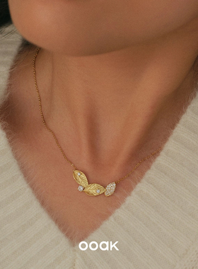 OOAK 月桂叶闪耀红玉髓项链 原创小众设计师气质高级感锁骨链默叙