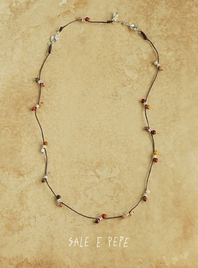 SALEEPEPE纯银蛋黄石编绳项链