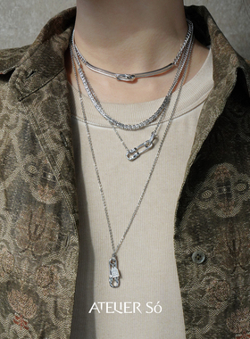 ATELIERSO倪索 纹理别针长项链 原创设计师气质高级感毛衣链 默叙