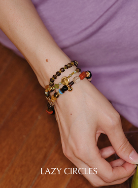 LAZY CIRCLES 星芒彩红石手链 原创小众设计度假休闲复古气质默叙