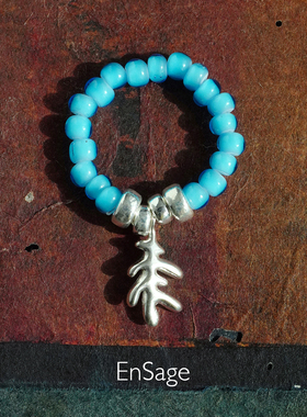 ENSAGE琉璃串珠纯银戒指