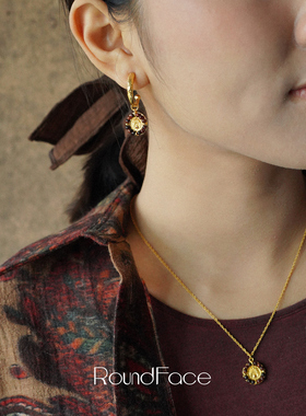 ROUNDFACE Flame焰心项链 原创设计复古吊坠毛衣链 默叙