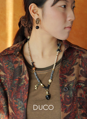 DUCO 晶石花瓶编织项链 原创小众设计师个性气质高级感毛衣链默叙