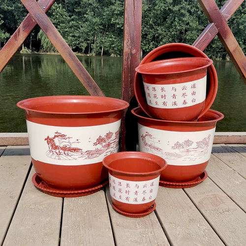 Ретро пластиковый керамический очень большой прочный цветочный горшок, увеличенная толщина