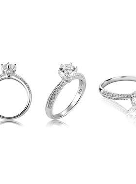 莫桑石钻戒925纯银情侣求婚生日