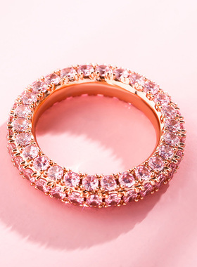 欧美INS热卖满天然锆石情侣饰品镀金嘻哈满钻个性钻戒时尚戒指