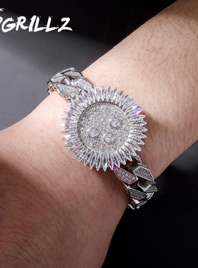 ins欧美个性手表风格古巴链锆石