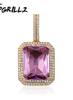 ins彩色宝石嘻哈风吊坠潮人同款