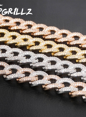 欧美INS爆款14mm古巴手链 男士网红手环街头嘻哈说唱潮款锁链配饰