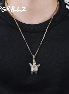 派大星欧美ins卡通镶钻项链吊坠