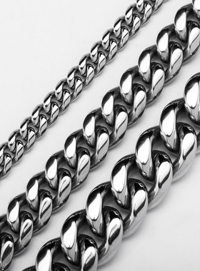 欧美不锈钢弹簧扣古巴手链欧美hiphop男女潮款嘻哈cuban手饰加密