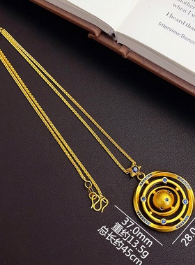 金包银点钻福禄吊坠项链女款轻奢小众设计感高级锁骨链送女友