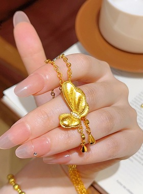 金包银灵蛇与蝶蝴流苏项链女轻奢小众设计不对称高级感锁骨颈链