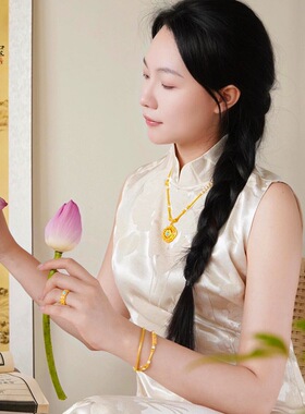 金色精致古法花丝珐琅彩花丝项链女款轻奢小众设计感高级精致复古