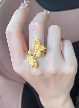 金包银蝴蝶戒指女款镶嵌工艺时尚指环 结婚戒指送礼