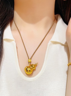 金包银镂空花丝爬藤葫芦吊坠福禄双全毛衣链新中式国潮风级