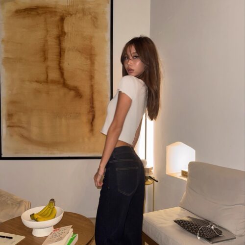 Adorn 高捻棉薄纱极简舒服针织白开水女透肤感百搭亲肤短袖 - 图1