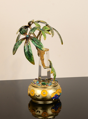 罗比罗丹玻璃中式客厅镶钻发财树