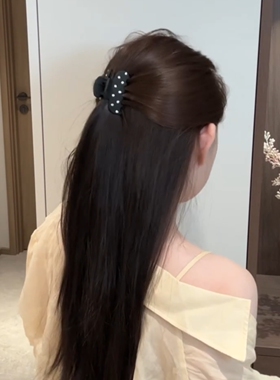 黑色波点醋酸鲨鱼夹百搭高级感