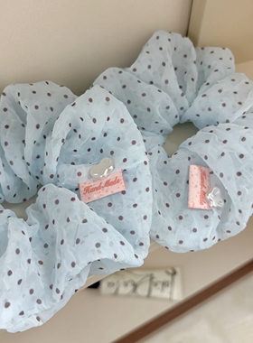 春日蓝色波点简约温柔发圈氛围感