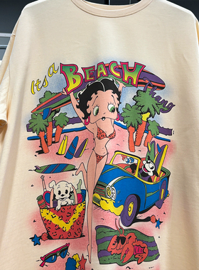 贝蒂娃娃Betty boop美式卡通潮多巴胺T恤印花oversize宽松短袖ins
