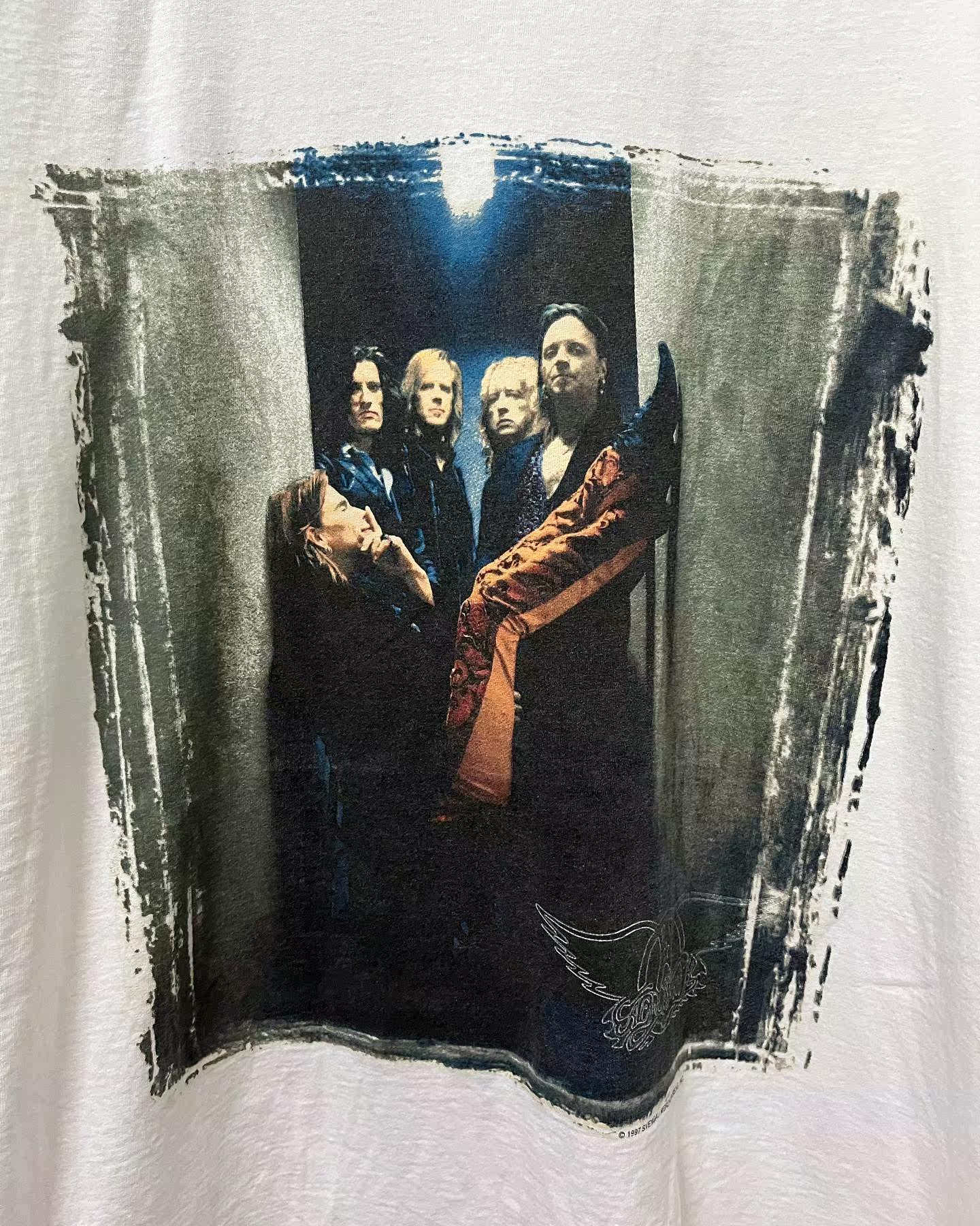 重磅美式复古 空中铁匠aerosmith nine lives设计感艺术风短袖t恤