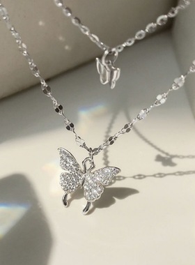 日韩韩式轻奢简约甜美镶闪钻双爱心吊坠项链高级经典优雅气质项饰