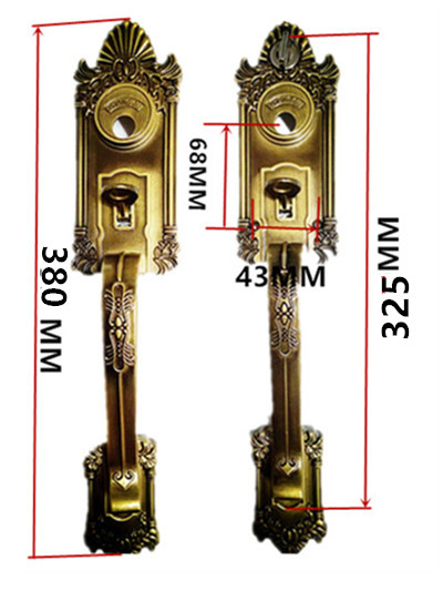 罗普斯金豪华大把手替代 SY808锁铝合金门双开门锁古铜门锁-图1