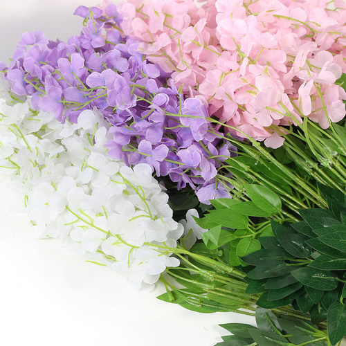 仿真紫藤花紫罗兰假花绢花 客厅室内吊顶藤曼花艺 婚庆装饰材料 - 图0