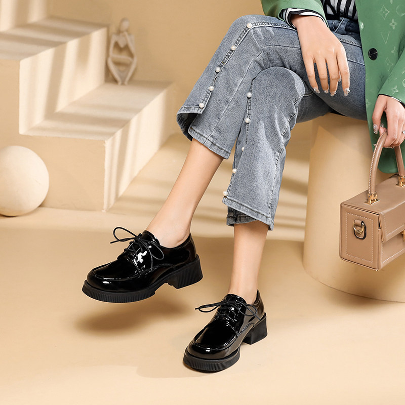 乐福鞋厚底小皮鞋女英伦风2025新款女鞋春季复古大圆头粗跟女单鞋,淘宝优惠券,粉丝福利购,淘宝优惠卷
