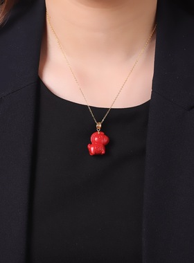 马上有钱S925纯银朱砂项链礼物