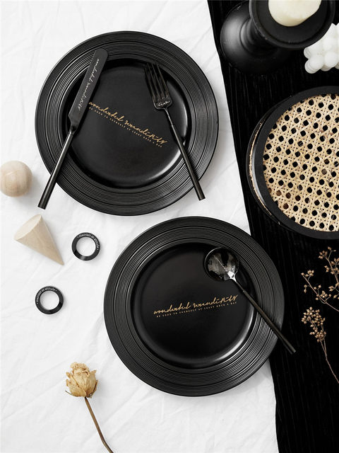 Nordic relief round high-end ceramic western-style steak tray