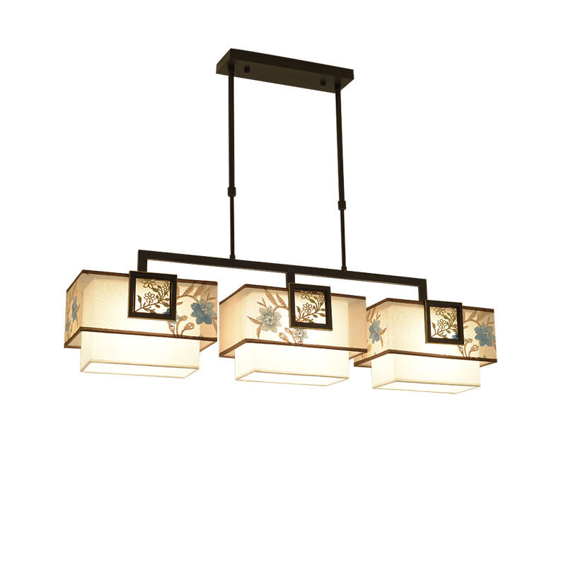 新中式餐厅吊灯长方形三头LED灯具中国风复古吧台茶室前台书房灯,淘宝优惠券,粉丝福利购,淘宝优惠卷