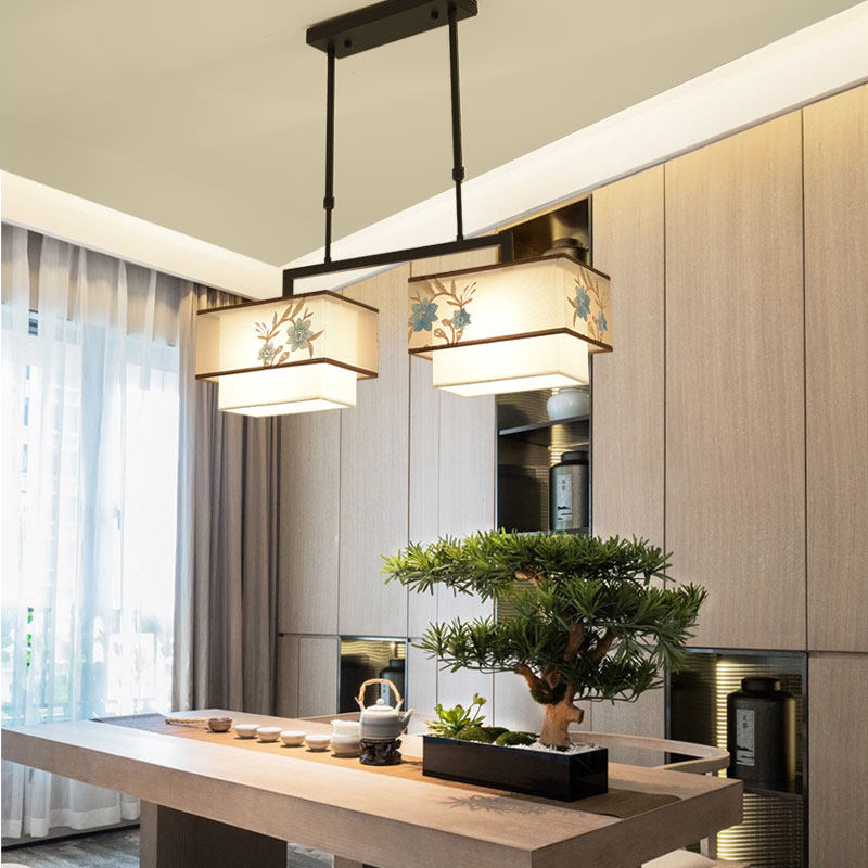 新中式餐厅吊灯长方形三头LED灯具中国风复古吧台茶室前台书房灯,淘宝优惠券,粉丝福利购,淘宝优惠卷