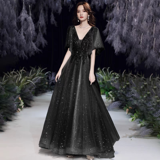 El vestido de banquete cubre los brazos y se ve delgado, de gran tamaño Fat MM RESPRESIÓN DEL RESPRESIONANTES HIGH ENTER REPOSITIVO ANTIVO Vestido de noche para mujeres