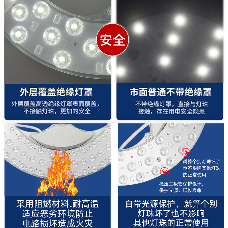 led吸顶灯灯芯灯盘替换芯节能家用变光超亮卧室圆形改造圆盘灯板 - 图2