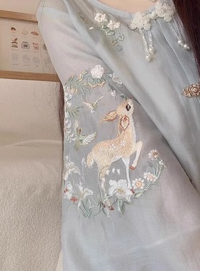 GG。LILY MOST2024夏季新款穿搭一整套早春新中式国风套装刺绣连