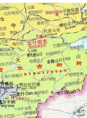 2024新款中亚五国 哈萨克斯坦 乌兹别克斯坦 地图中文版 交通海报