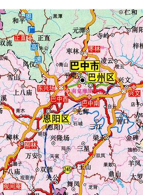 2025新款 巴中市达州市地图墙贴 超大 交通行政区画图 装饰画海报