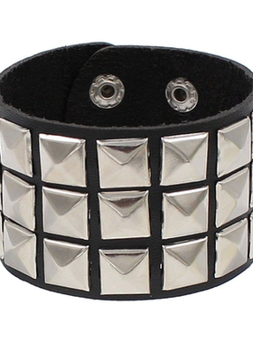 复古朋克潮流方形黑色女款手链手镯