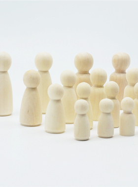 diy小木人装饰摆件木质男女娃娃儿童彩绘涂鸦木偶玩具