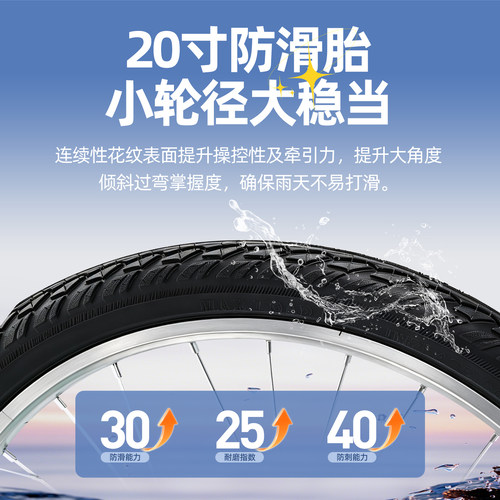 凤凰官方20英寸复古折叠型自行车双人便携耐磨城市骑行单车载后座 - 图0