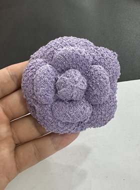 爆款6.8cm56个色高端小香风粗花尼定型山茶花饰品胸花加胸针发夹