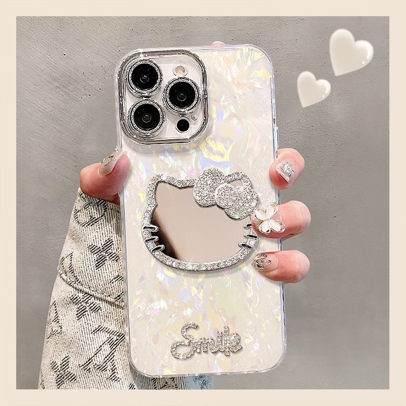 适用KT猫镜子苹果16E手机壳17轻奢iPhone15promax外壳14plus高级感13少女心12全包11防摔保护套专用新款奢华 - 图0